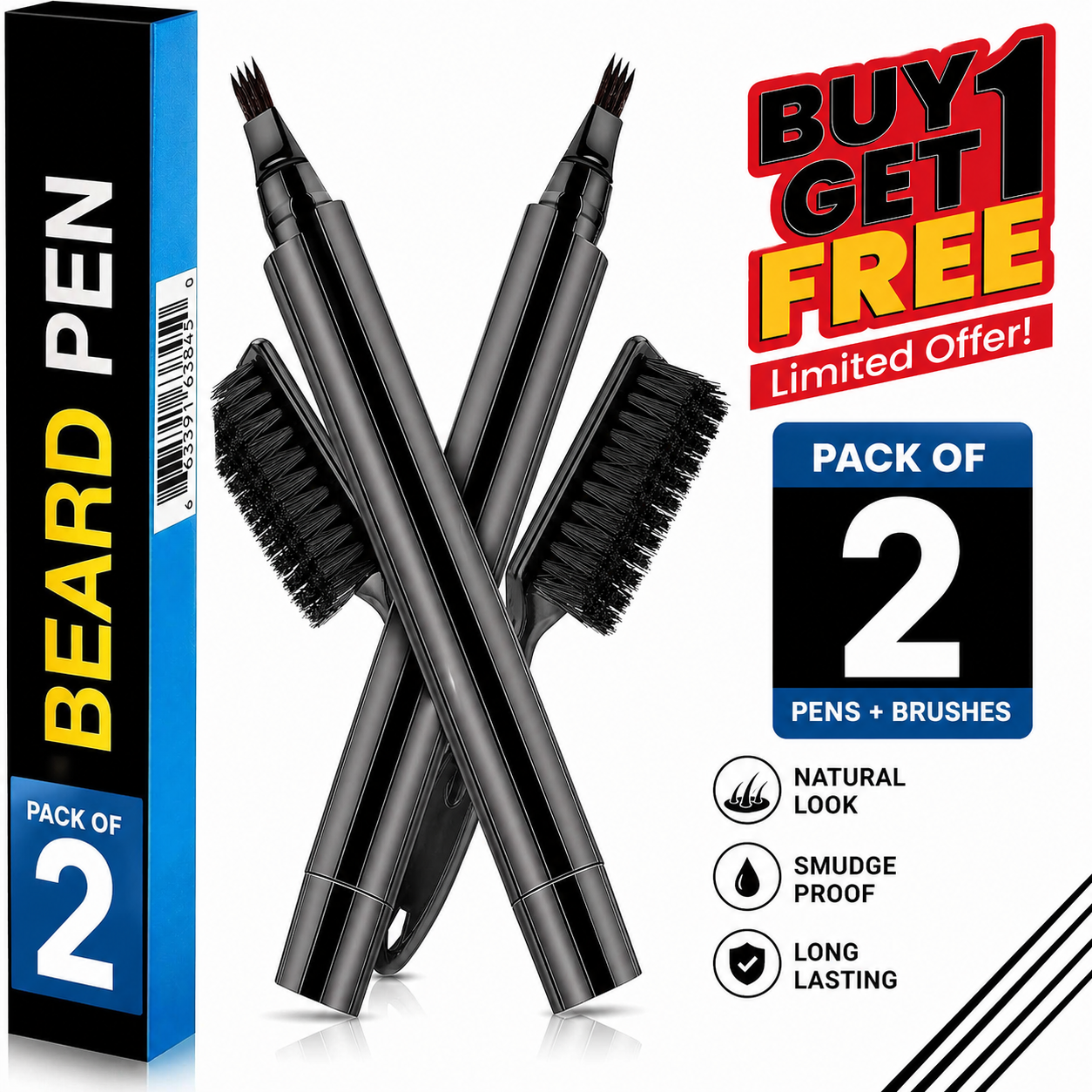 Beard Pencil Filler for Men | Natural Beard Pen &amp; Patchy Beard Fixer 🧔 Pack of 2