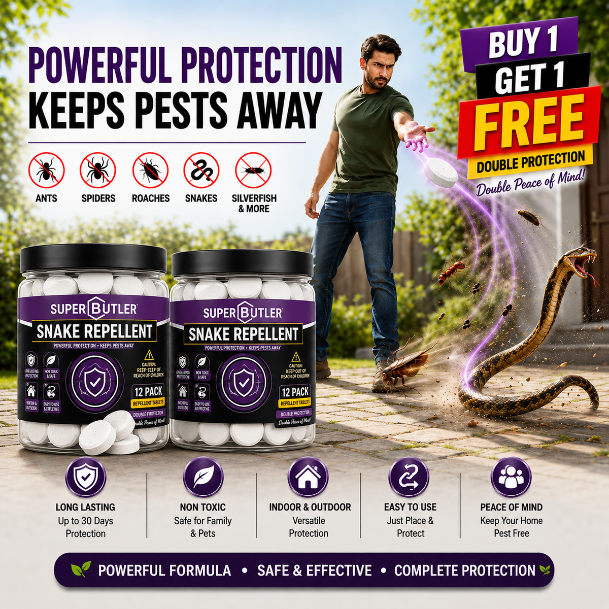 💥All-in-One Pest & Snake Protection Tablets | Instant Action Formula🔥Buy 1 Get 1 Free🔥1 Pack 24 Pcs