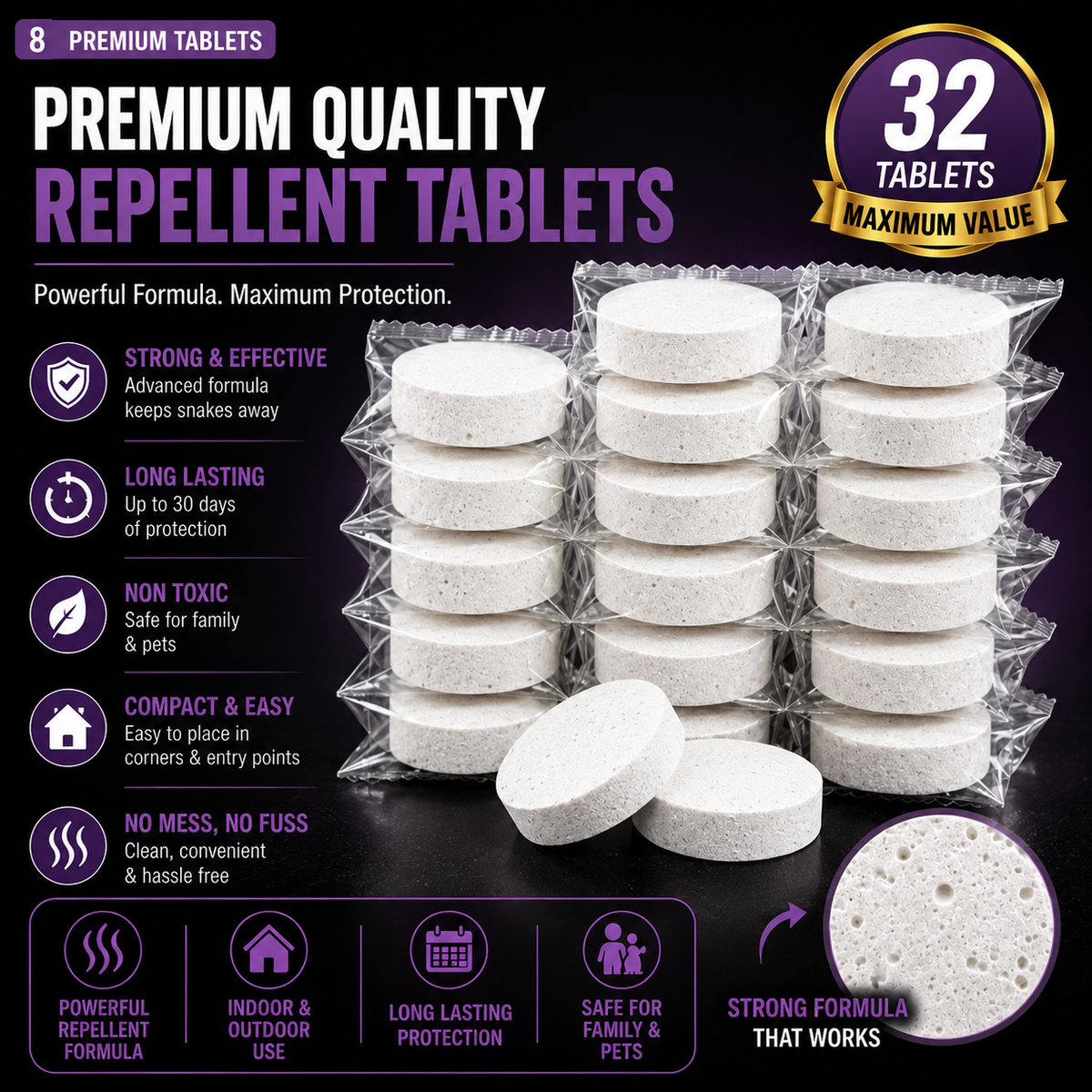 💥All-in-One Pest & Snake Protection Tablets | Instant Action Formula🔥Buy 1 Get 1 Free🔥1 Pack 24 Pcs